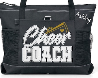 cheer coach tote bag, cheer coach gifts, canvas tote bag, personalized tote