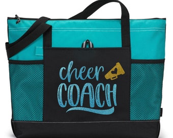 Personalized Cheer Coach Tote Bag: Zippered Polyester Tote