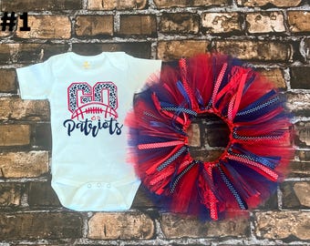 Patriots baby girl, Patriots bodysuit, infant girl football outfit, baby shower gift, new baby gift, Patriots baby