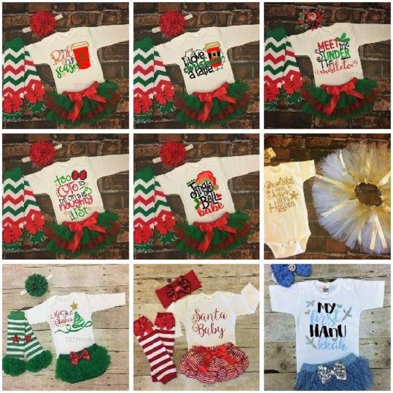Christmas Tutu Outfit Christmas Outfit Baby Girl 1st Christmas Outfit Girl Baby Girl Christmas Shirt Personalized 1st Christmas image 5