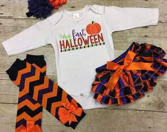 My First Halloween, Baby girl Halloween Shirt, Baby Girls Halloween Outfit, Girls Fall Outfit, Halloween Baby, Newborn Halloween