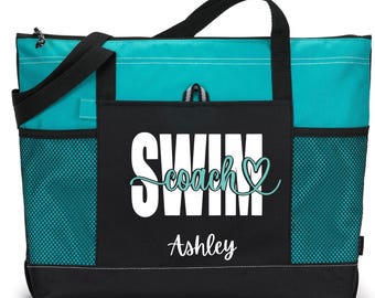 Swim Coach Tote Bag – Canvas Bag for Swim Coaches – Coach Gift Idea – Swim Team Thank You Gift-Personalized Swim Coach Tote Bag