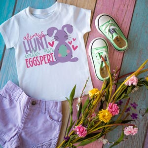 Baby Girl Easter Outfit: Egg Hunt Toddler Shirt image 2