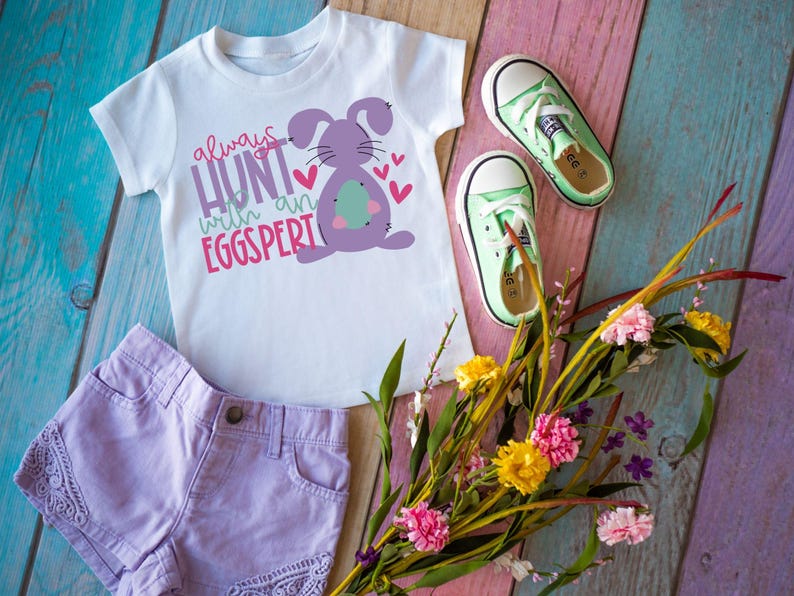 Baby Girl Easter Outfit: Egg Hunt Toddler Shirt image 2