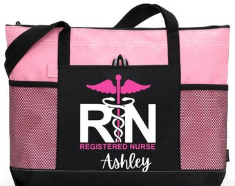 Personalized RN Canvas Tote Bag: Nurse Gift, Medical Accessories