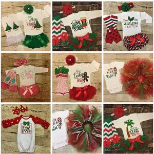 Christmas Tutu Outfit Christmas Outfit Baby Girl 1st Christmas Outfit Girl Baby Girl Christmas Shirt Personalized 1st Christmas image 4