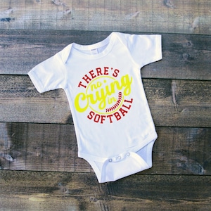 softball baby outfit, baby girl Softball outfit, there&#39;s no crying in softball,softball baby girl clothing