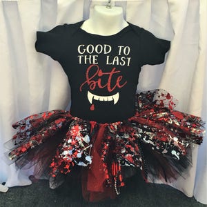 Vampire Tutu Outfit: Girls Halloween Costume, "Good to the Last Bite" Shirt
