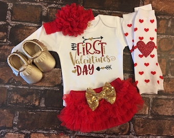 Baby girl Valentine, First Valentines Day, Baby Girl Valentines Day Outfit, Baby Girl Outfit,  Baby Valentine Day Outfit