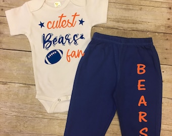 Bears baby boy outfit, Bears Bodysuit, Infant Boy Bears outfit, Chicago football outfit, tailgate party, baby shower gift