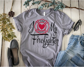 Firefighter Wife Shirt: I Love My Firefighter, Flowy Racerback Tank