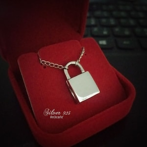 925 Sterling Silver Locket Necklace with Photos, padlock locket, Locket Necklace, Photo Locket, Design by AN3