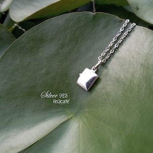 925 Sterling Silver Locket Necklace with Photos, Rectangle Locket, Locket Necklace, Photo Locket, Design by AN3