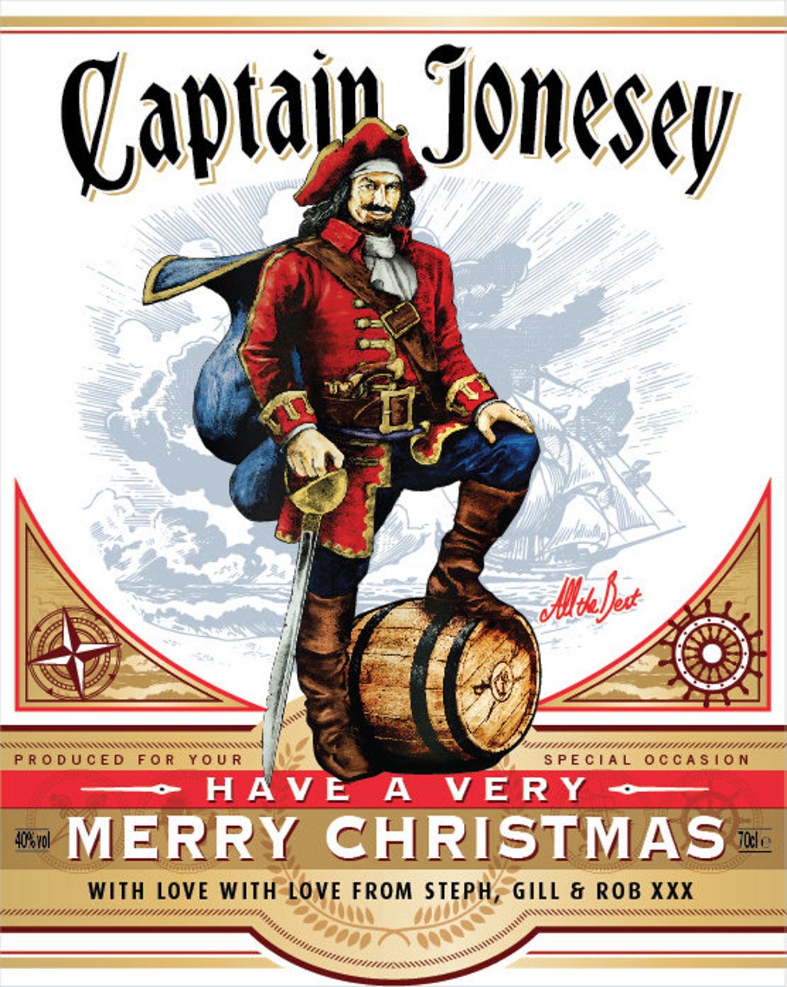 Personalised Spiced Rum Style Labels Etsy