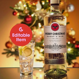 Personalised Christmas White Rum Sticker Label