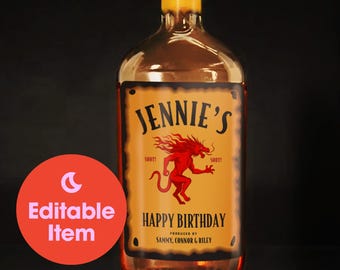 Personalised Cinnamon whiskey Birthday Sticker Label