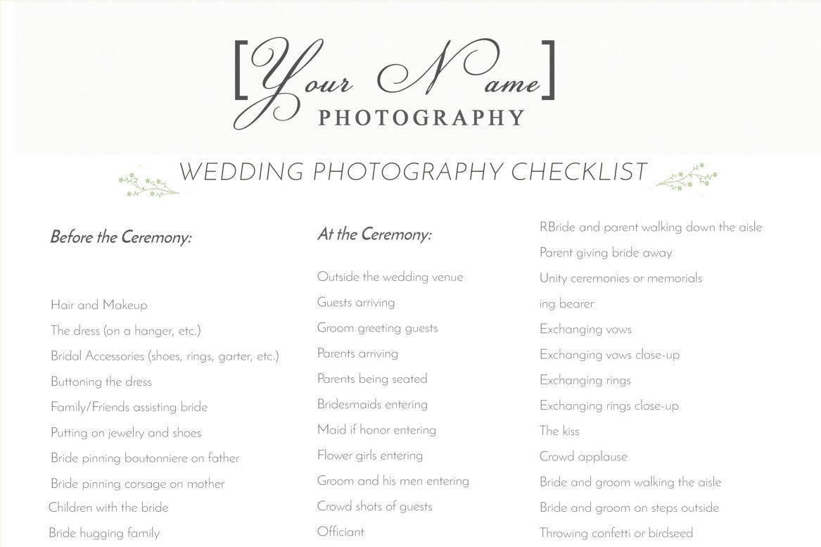 Wedding Photography Checklist | Etsy