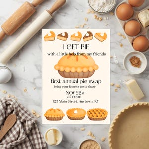 Thanksgiving Pie Swap Invitation: Pie Baking Party (Digital Download)