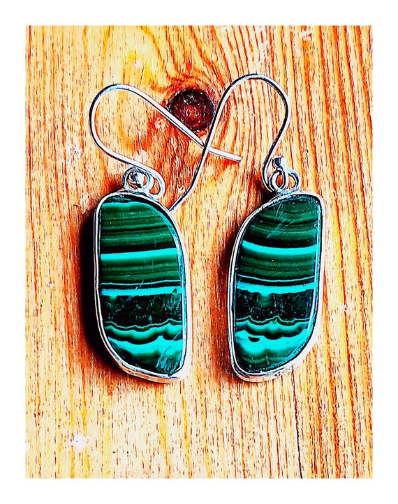 Deep Green Malachite/Chrysocolla Earrings