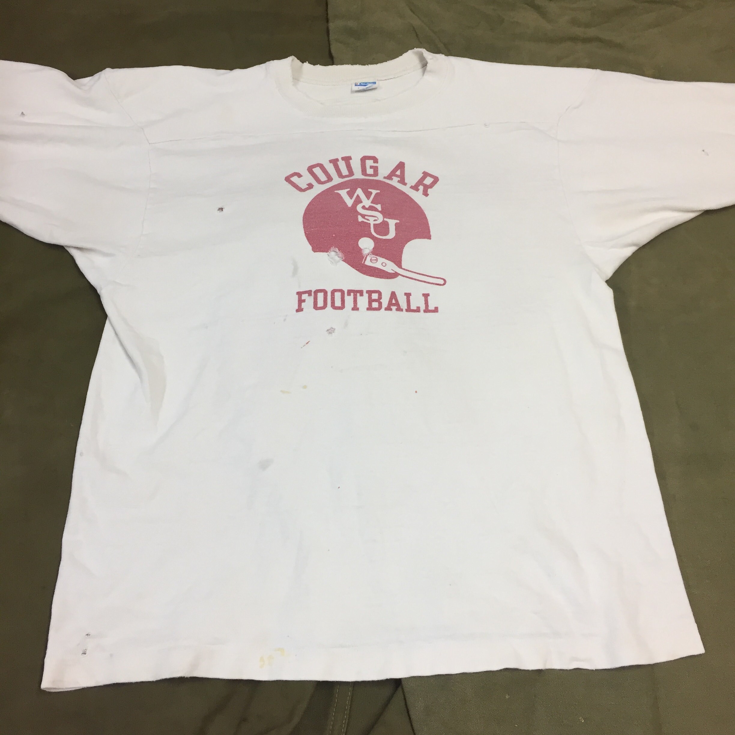 Thrashed 70s WSU Cougar Football Jersey 