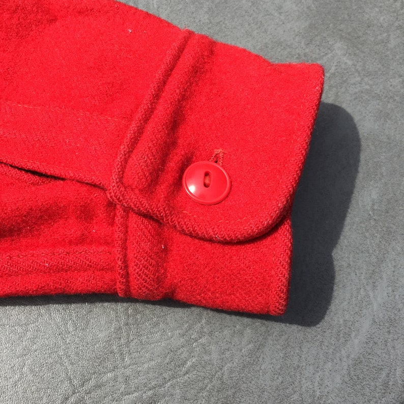 70s Red Wool Heavy Flannel Jacket Vintage Button Down