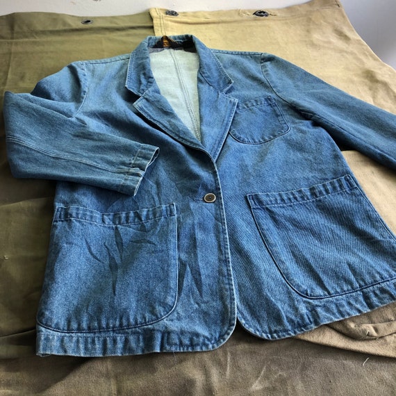 90s Eddie Bauer Chore Coat 3-Pocket Denim Button U