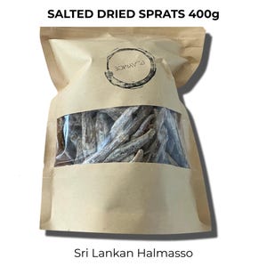 Sri Lankan Dried Sprats Anchovies (Halmasso) 400g | Salty Snack | Fried Fish | Asian Pantry Staple image 1