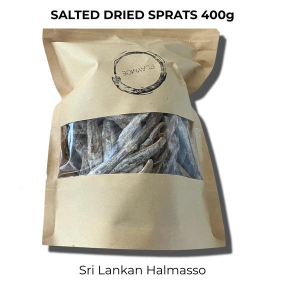 Sri Lankan Dried Sprats Anchovies (Halmasso) 400g | Salty Snack | Fried Fish | Asian Pantry Staple