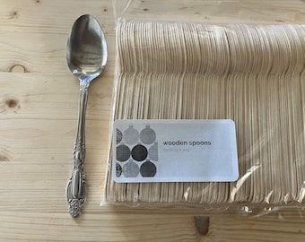 100 cucharas de madera de abedul: cubiertos ecológicos para fiestas de 6,5"