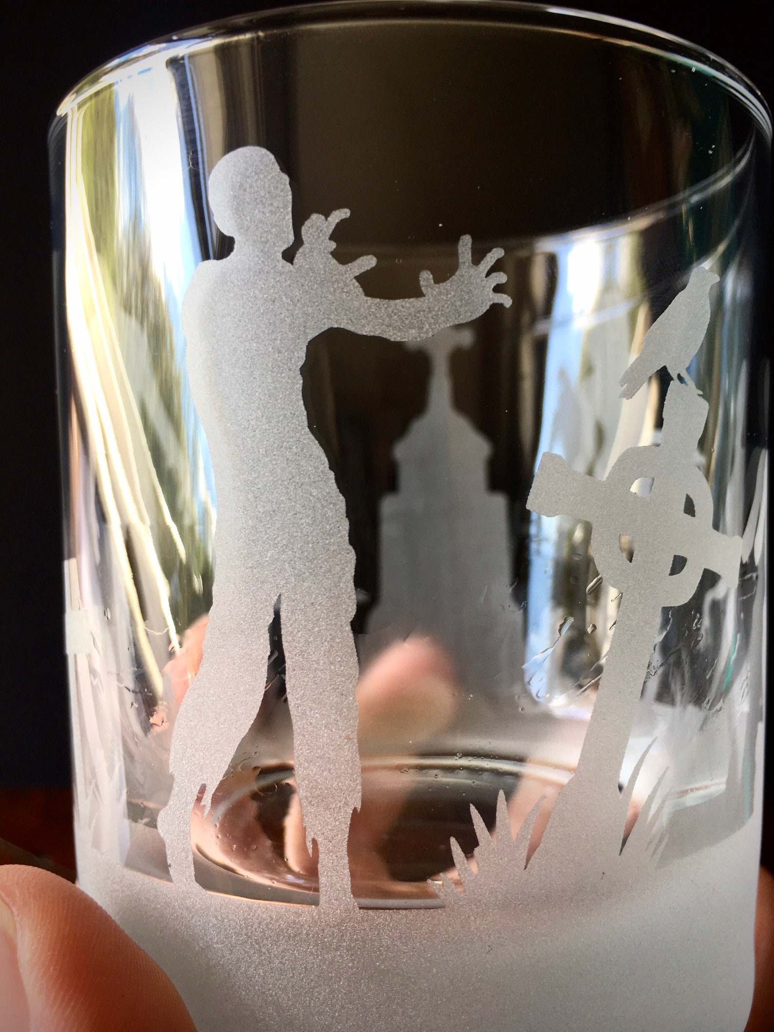 Zombie Etched Halloween Whisky Glass Zombie Glass Tumbler Etsy