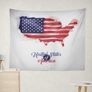 US Map Tapestry, Large Wall Tapestry, Watercolor USA Map Wall Tapestries, Boho Tapestry Wall Art, Living Room Wall Decor, Bohemain Tapestry