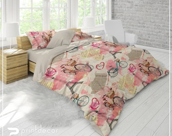 shabby chic bedding set retro duvet cover set watercolor paris bedding with pillow cases luxury bedding twin full queen king - Paris Bedding shabby chic bedding set retro duvet cover set watercolor paris bedding with pillow cases luxury bedding twin full queen king - Paris Bedding