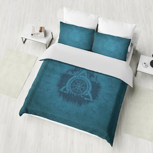 Viking Bedding , Celtic Trinity Knot Duvet Cover Set, Bedroom Comforter Decor, Bedding Set, Twin, Full, Queen, King Bohemian Bedding