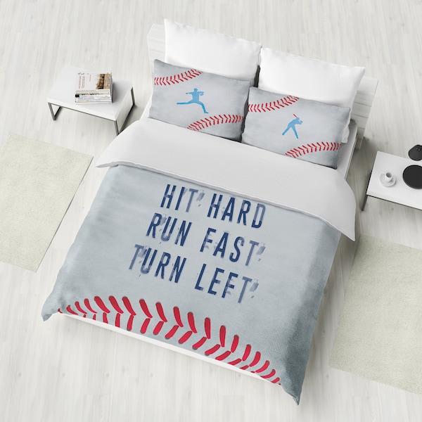 Baseball Bedding Set, Inspirational Quote Duvet Cover Set, Sport Bedding, Baseball Bedroom Decor, Luxury Bedding, Twin, Full, Queen, King