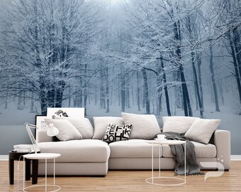 Winter Forest Mural Etsy Winter Forest Mural Etsy