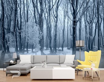 Winter Forest Mural Etsy Winter Forest Mural Etsy