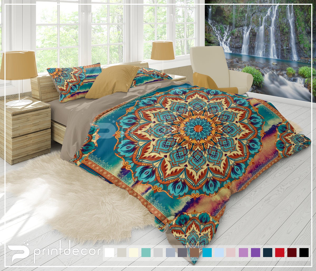 Decorative Mandala Bed Cover Sheet Indian Hippie Bohemian Queen Tapestry Throw 