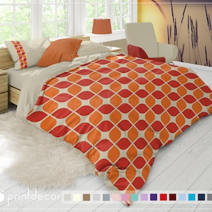 FULL size Retro Bedding Set, Retro Duvet Cover Set, Modern Geometry Bedding, Mid Century Bedding, Vintage Bedding, 70’s Duvet Cover Set