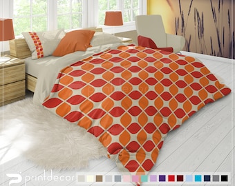 Retro Bedding Set, Retro Duvet Cover Set, Modern Geometry Bedding, Mid Century Bedding, Vintage Bedding, 70’s Duvet Cover Set, Retro Pillows