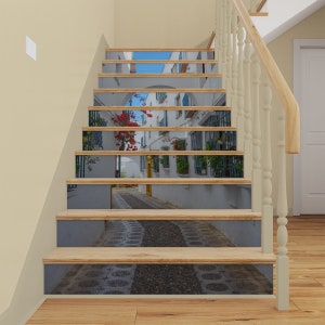 3D Floral Street STAIR RISER AUFKLEBER, Stair Riser Vinyl Streifen, Cordoba Treppen Wandaufkleber, Stairway abnehmbare Tapete Peel and Stick