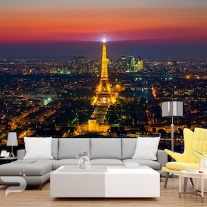 Eiffel Tower Sunrise Wall Mural Landmark Paris Photo Wallpaper Living Room Decor 