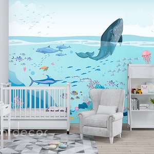 Ocean Life WALLPAPER, Nursery Wallpaper, Underwater Wall Art Decor for