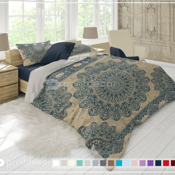 Mandala Bedding Set, Boho vintage mandala Duvet Cover Set, Boho Bedroom Decor, College Bedding, Twin, Full, Queen, King duvet