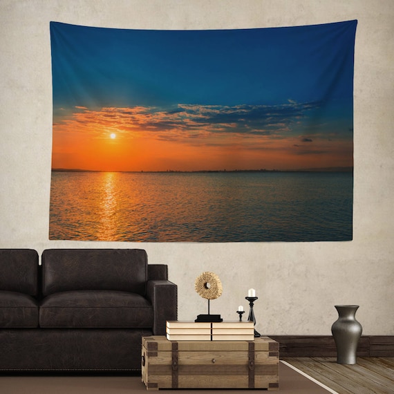 Sunset TAPESTRY Large Wall Tapestries Wall Art Hanging Sea Sunset Photography Living Room Wall Decor Etsy Canada