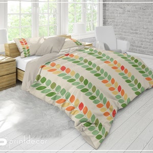Retro Bedding Set, Geometry Duvet Cover Set, Retro Style Bedding, Mid Century Bedding, Vintage Bedding, 70’s Duvet Cover Set, Retro Pillows