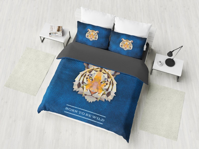 Tiger Bedding Born To Be Wild Duvet Cover Set Modern Bedding Etsy