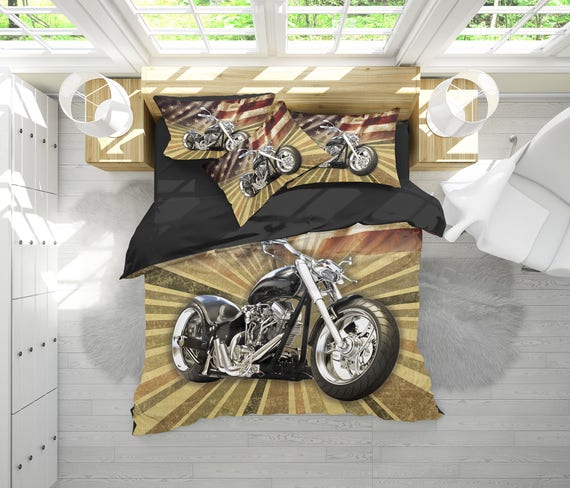 Harley Motorcycle Bedding Set American Chopper Duvet Cover Etsy