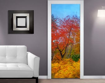 Colors of Autumn DOOR MURAL Sticker, Self Adhesive Door Wrap, Peel & Stick Removable Door Covering Wallpaper