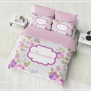 Shabby Chic BEDDING, Vintage Floral Duvet Cover Set, Monogram Bedding, Personalized Bedding with Name, Custom Shabby Chic Duvet Set