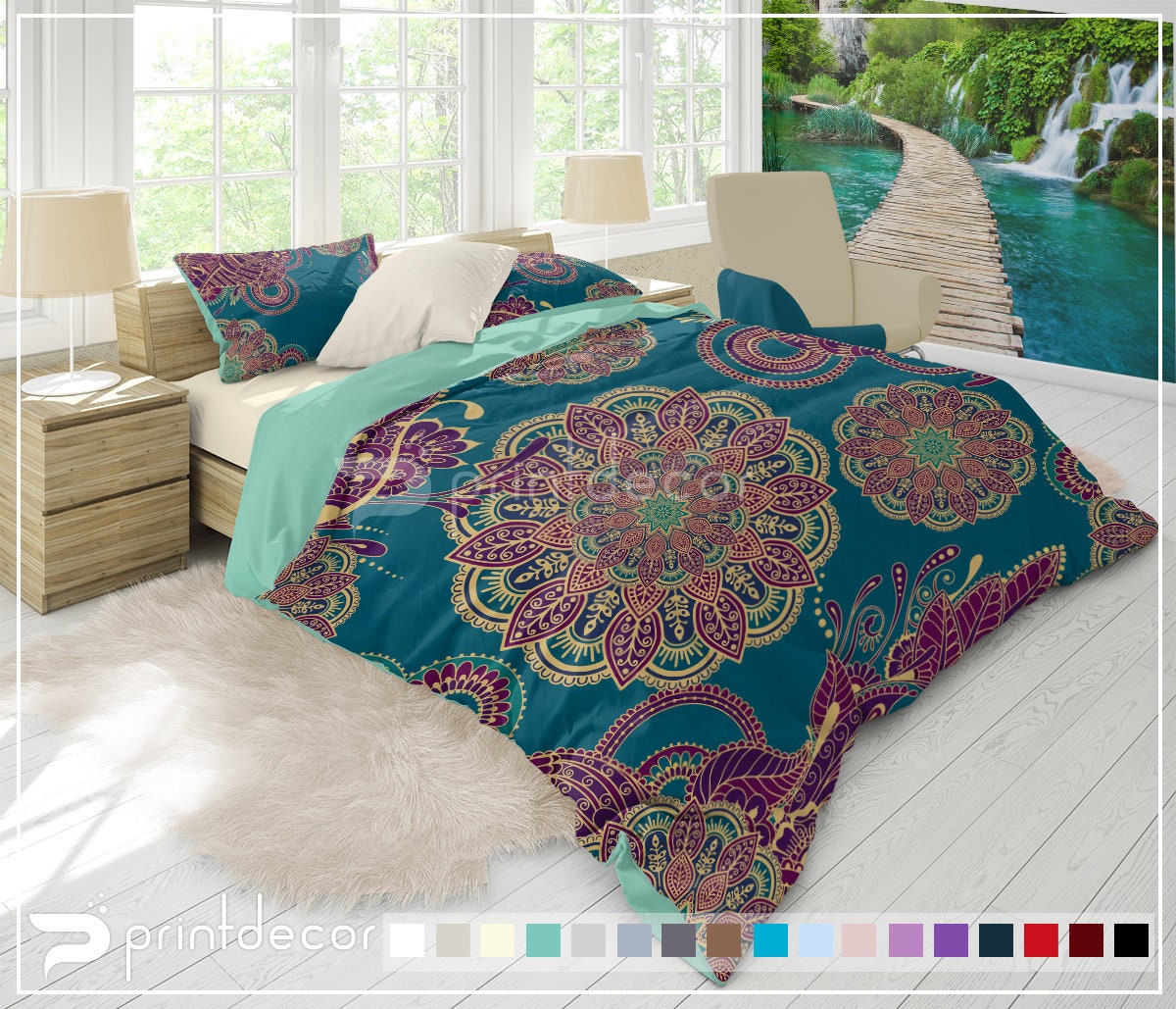 Juego De 4 Pc Doona Ropa De Cama Boho Indio Funda De Edredón